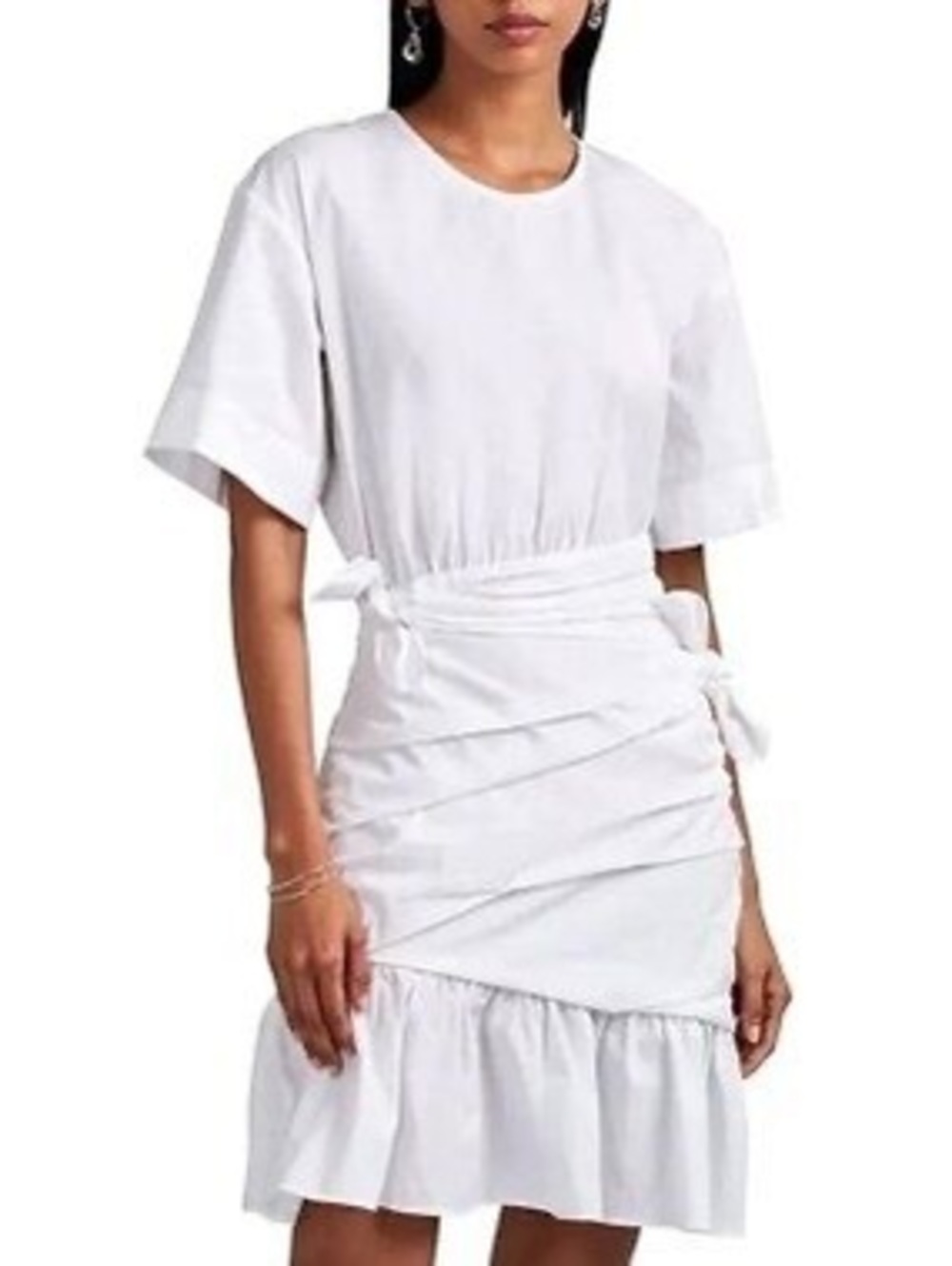 A.L.C. Cassian Crewneck Short Sleeve Poplin Tie Mini Dress in White Size 6